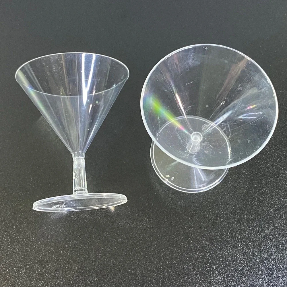 Martini Glass Plastic Cake Topper Set of‎ 2 Clear Miniature Party Prop Jello EUC